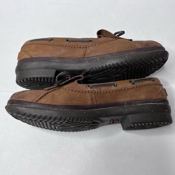 UGG Haylie Brown Wool Lined  Leather Boat Duck Shoes Women’s Size 8 - Picture 8 of 10